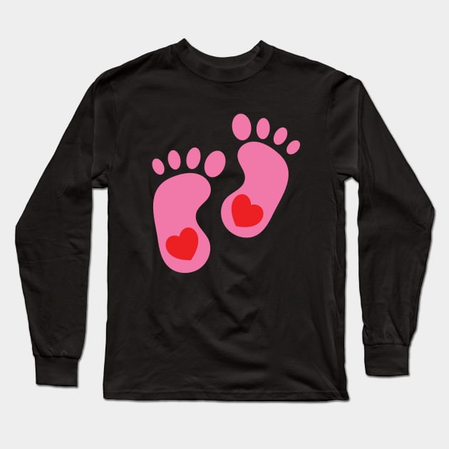 Pink Baby Feet Long Sleeve T-Shirt by DragonTees